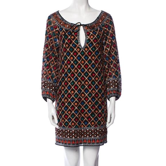 Alice & Olivia Gillian Silk Embroidered / Embellished Shift Dress Size Large - Picture 1 of 14